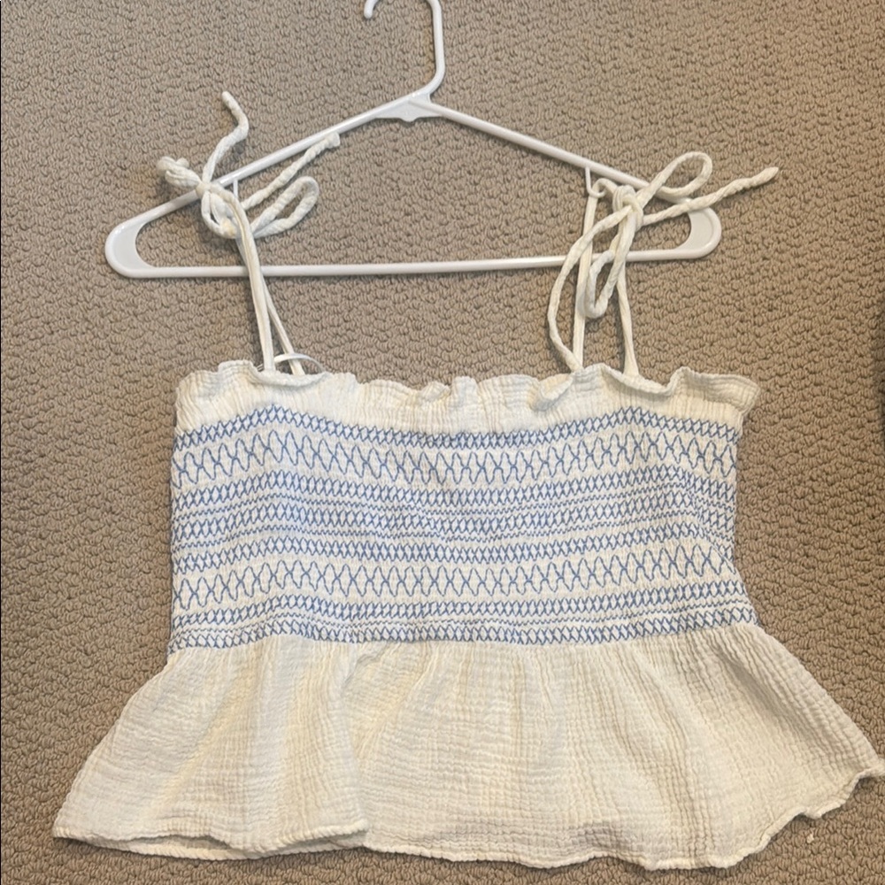 Free People White and Blue Camisole